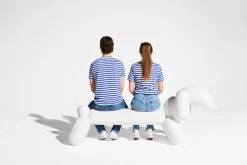 Attackle! Petit banc de jardin, blanc, 195x55x77.5 cm