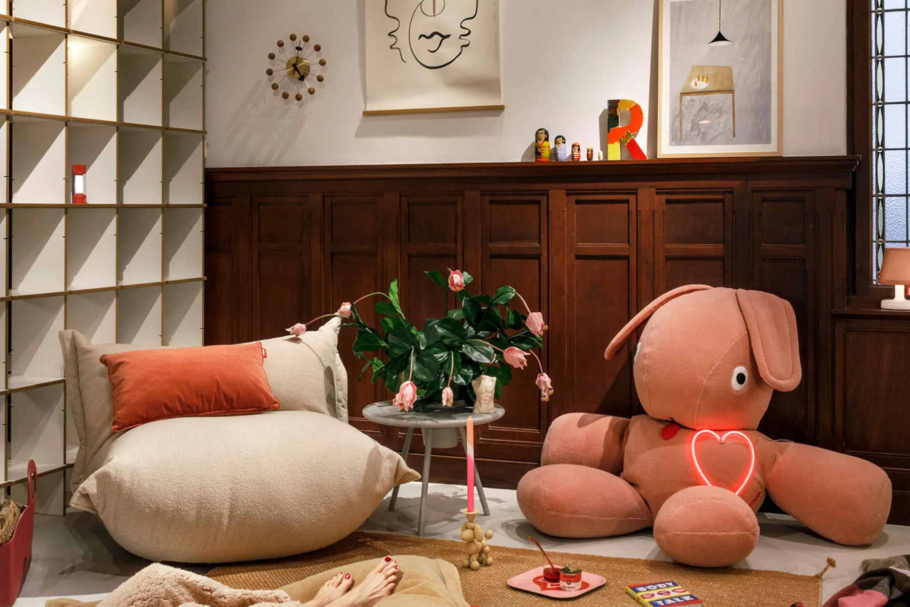 Co9 XS Teddy Lapin en peluche, rose, 180x150x50 cm