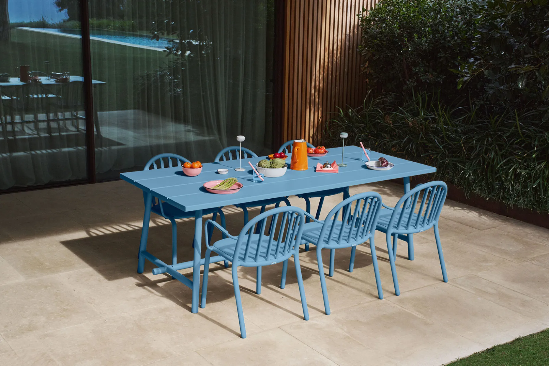 Fred's Armchair Chaise de jardin avec accoudoirs, bleu, 60x59.5x80.5 cm