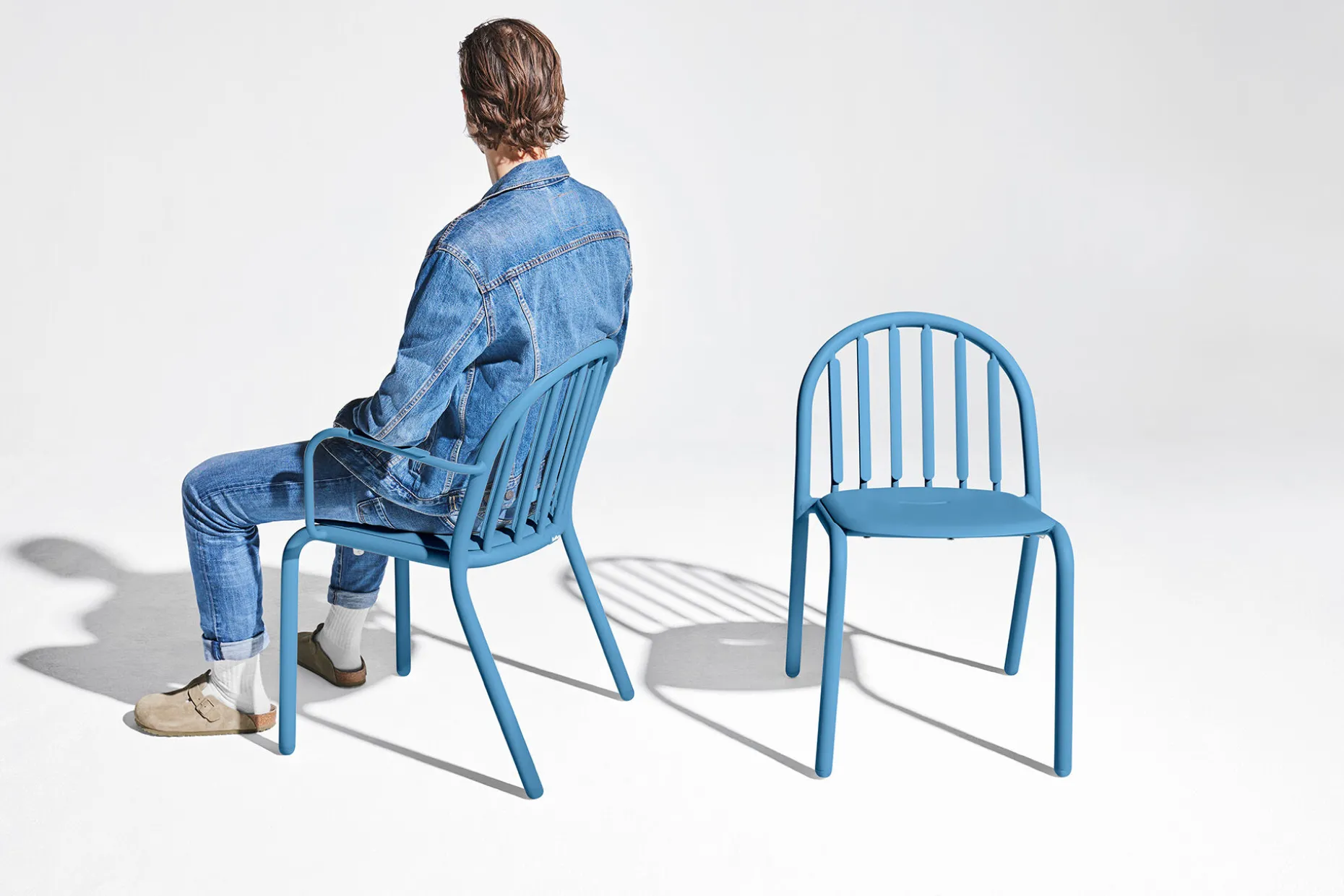 Fred's Armchair Chaise de jardin avec accoudoirs, bleu, 60x59.5x80.5 cm