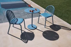 Fred's Bistreau Petite table de jardin ronde, bleu, 60x60x76 cm