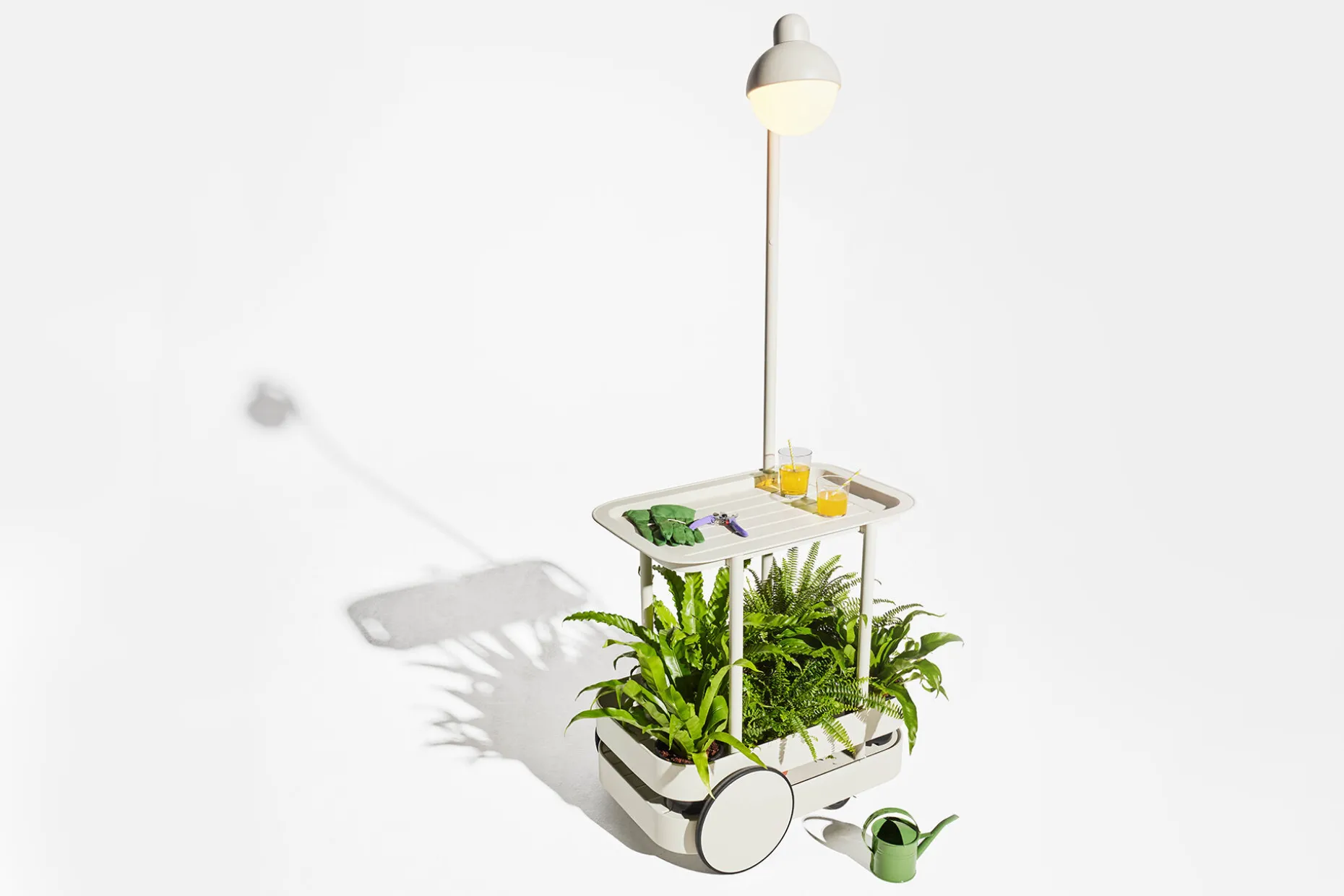 Jolly Trolley Table de bar mobile, blanc, 78x55x200 cm