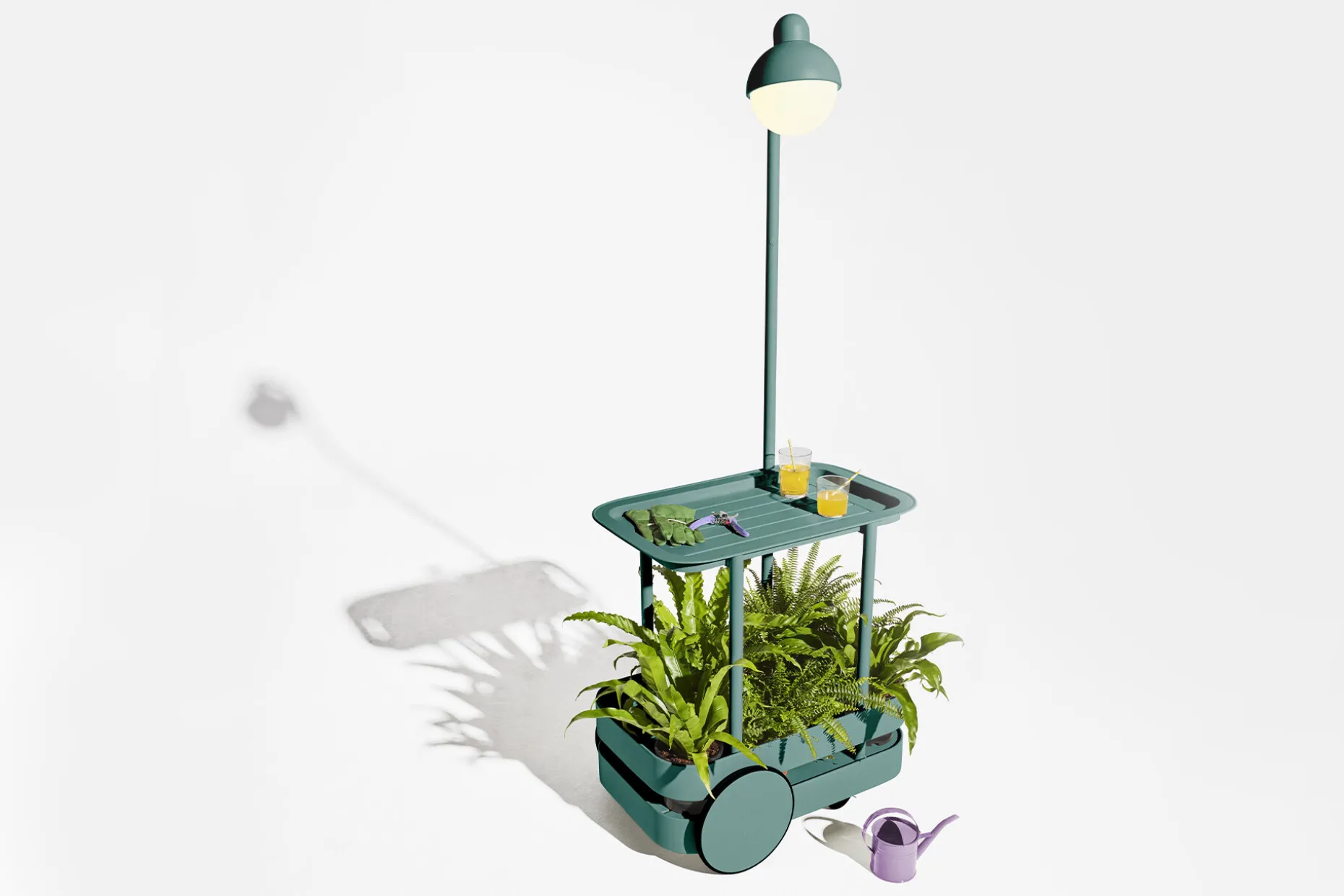 Jolly Trolley Table de bar mobile, vert, 78x55x200 cm