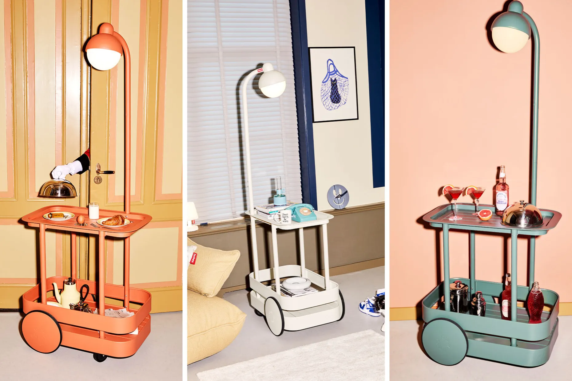 Jolly Trolley Table de bar mobile, vert, 78x55x200 cm