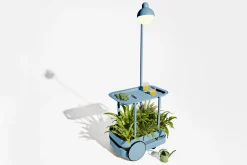 Jolly Trolley Table de bar mobile, bleu, 78x55x200 cm