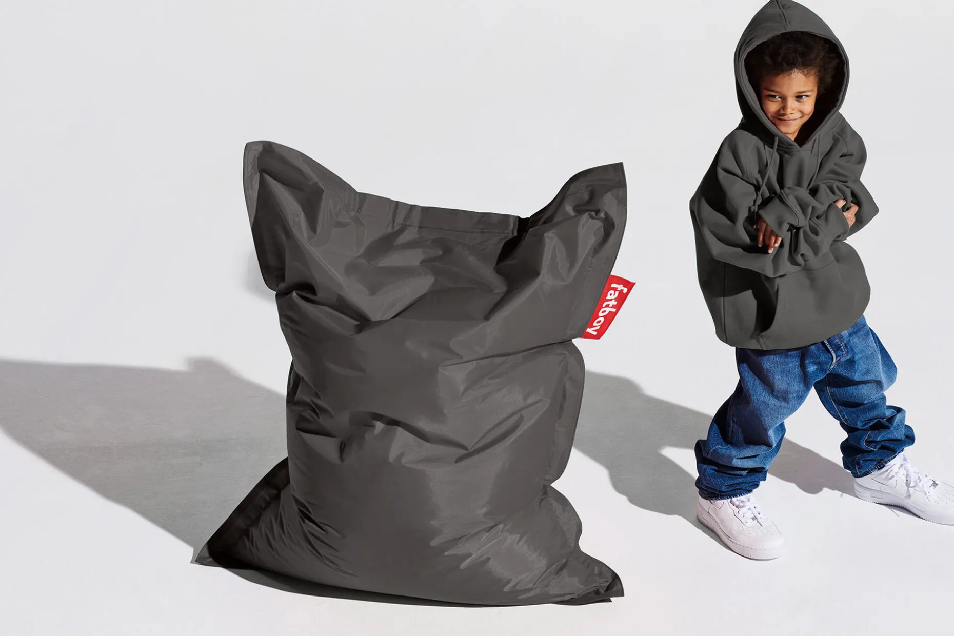 Junior Pouf pour enfant, gris, 100x130 cm