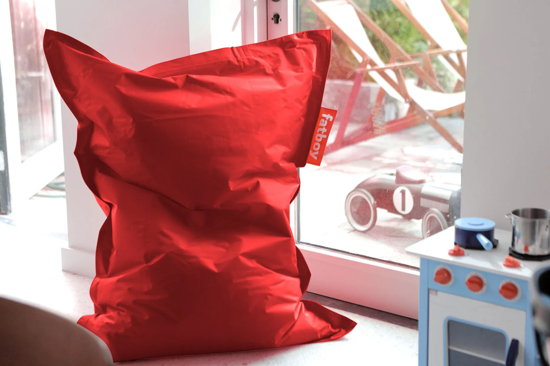 Junior Pouf pour enfant, rouge, 100x130 cm