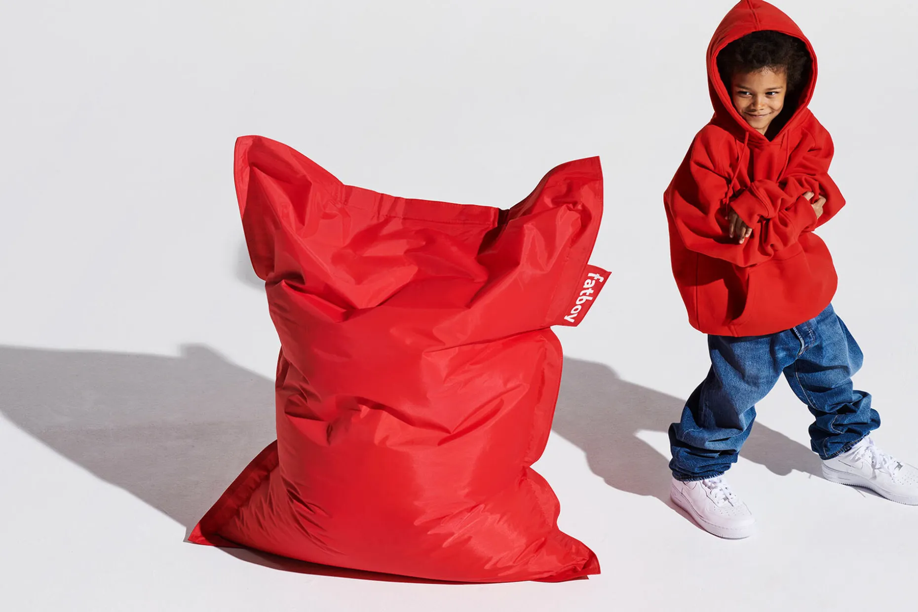 Junior Pouf pour enfant, rouge, 100x130 cm