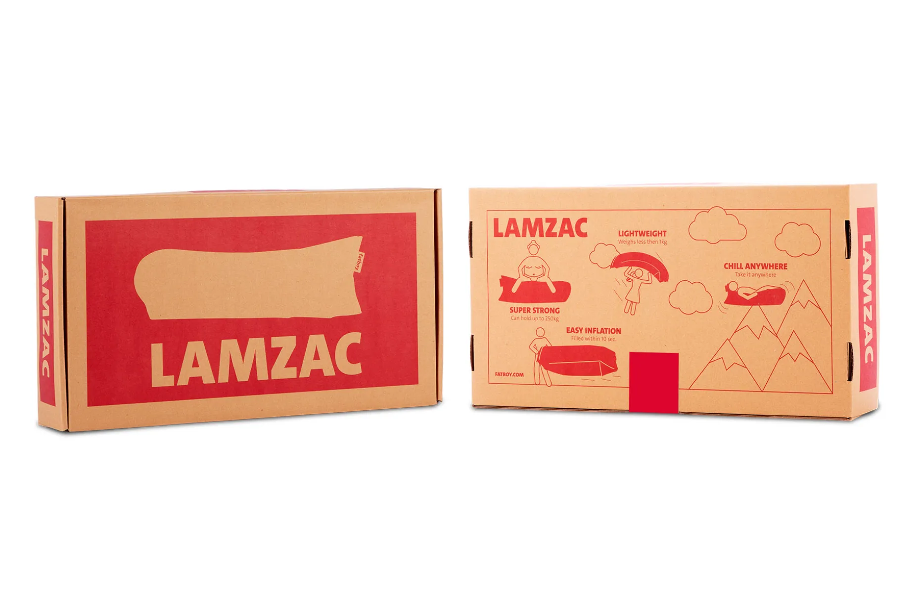 Lamzac 3.0 Pouf gonflable, rouge, 185x83x50 cm