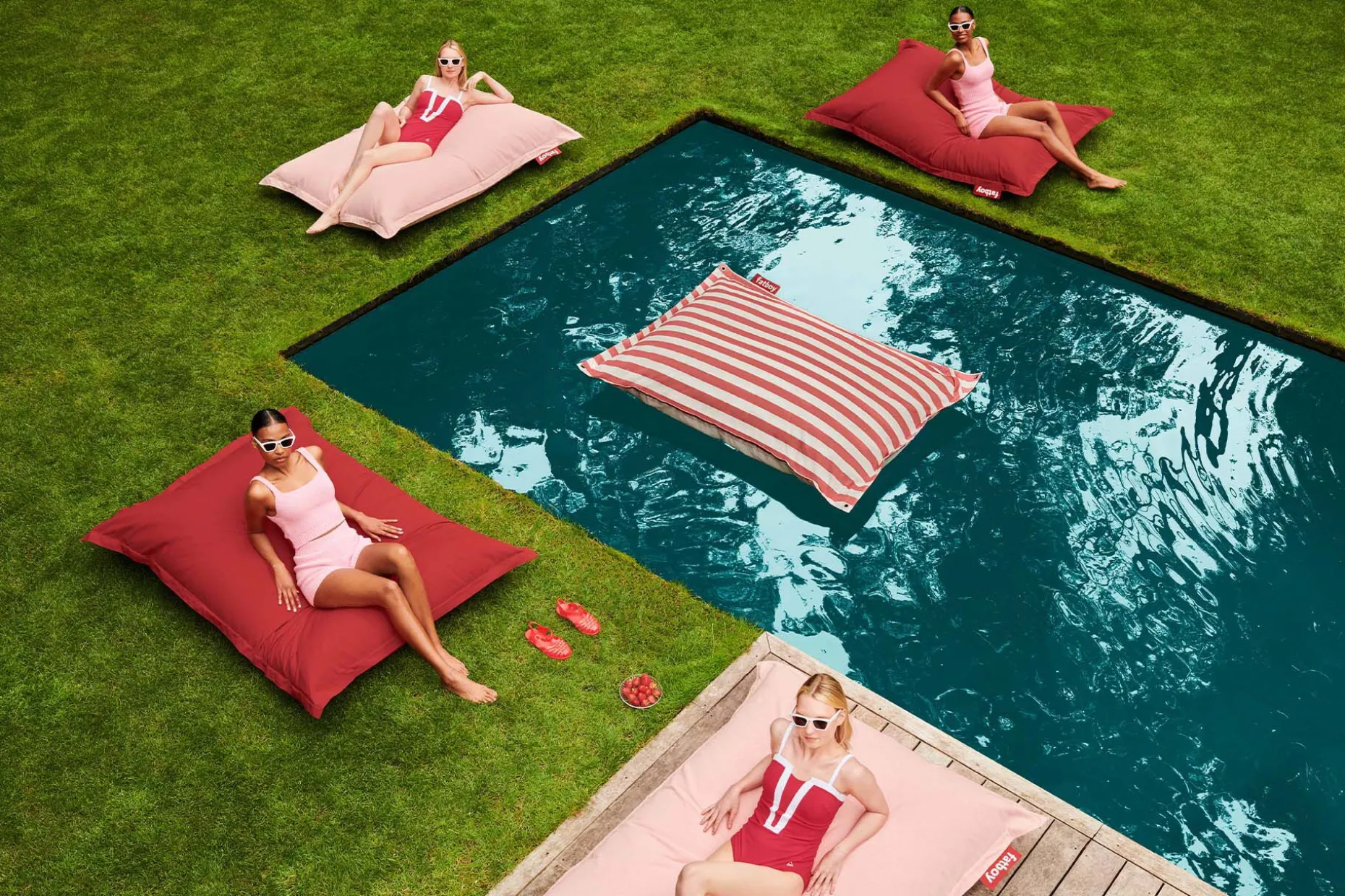 Original Outdoor Pouf d'extérieur, rouge, 134x180 cm