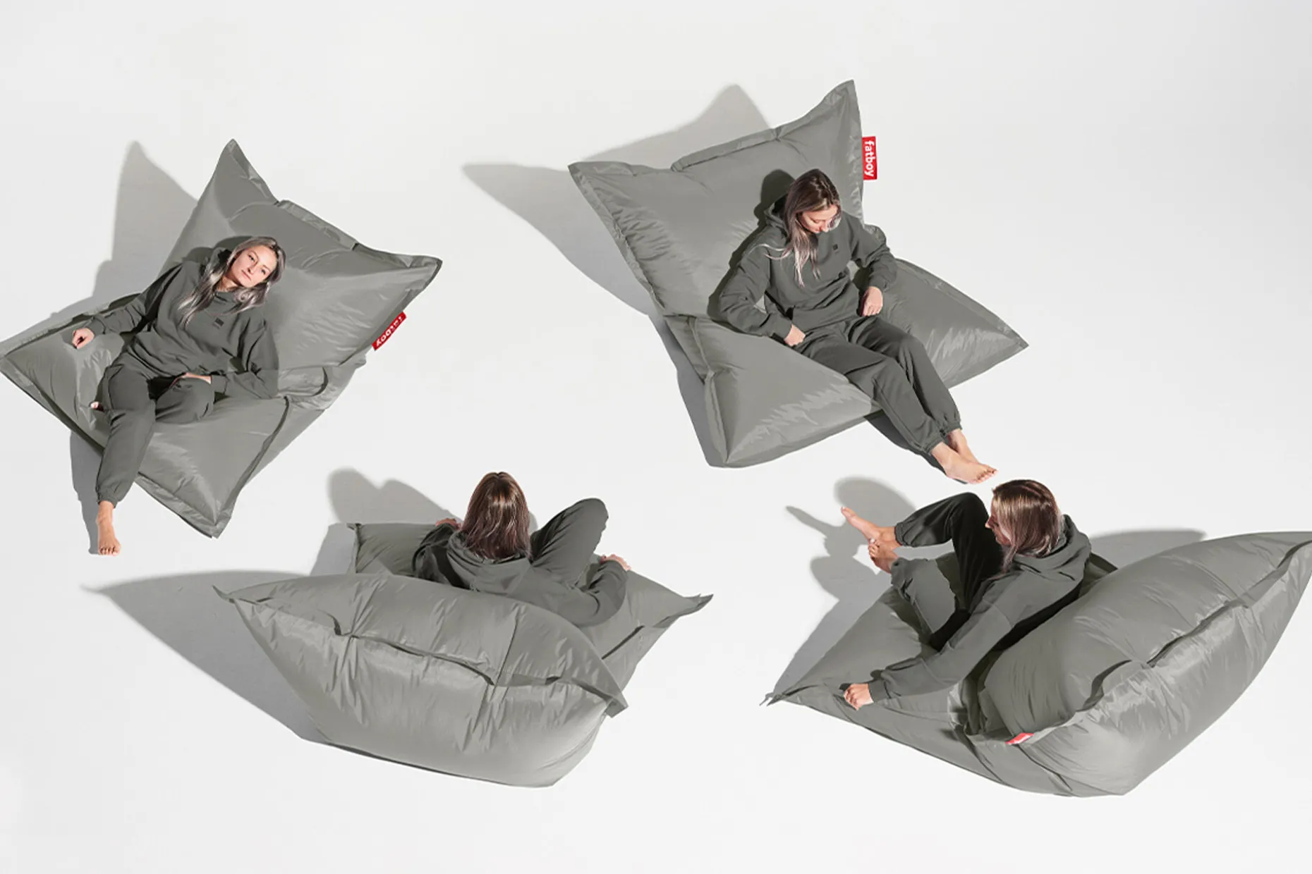 Original Pouf d'intérieur, argent, 140x180 cm