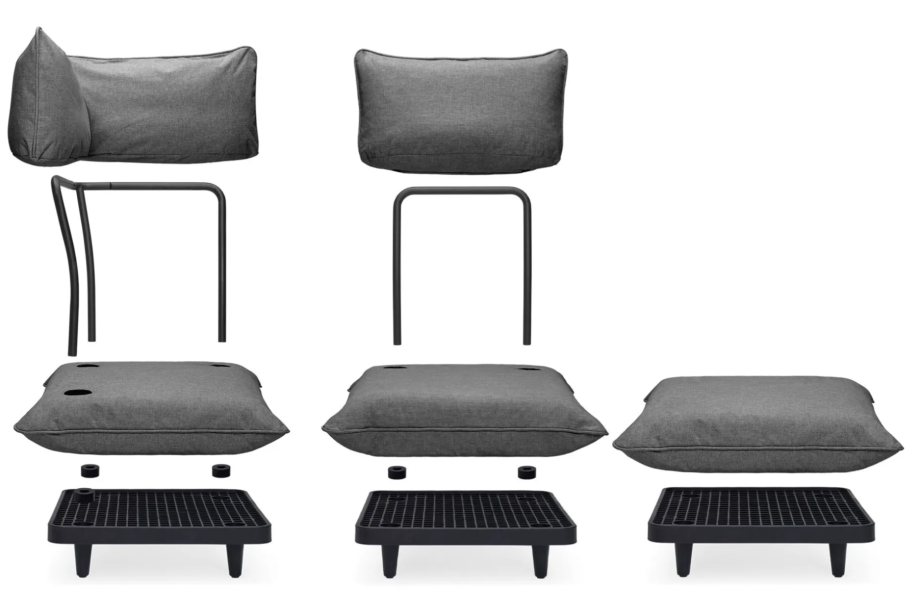 Paletti Lounge Sofa Canapé lounge d’extérieur modulaire, 190x100x90 cm