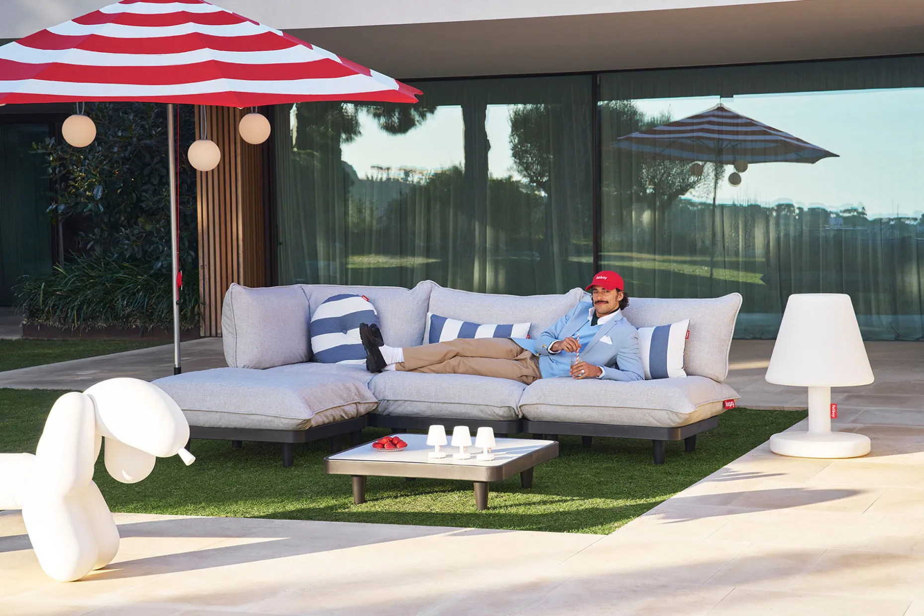 Paletti Set Large Ensemble lounge d’extérieur modulaire, 280x190x90 cm