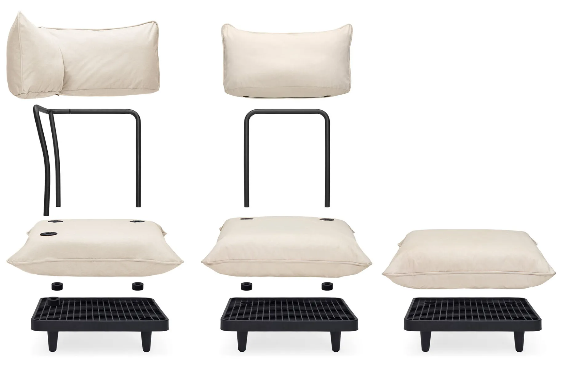 Paletti Set Large Ensemble lounge d’extérieur modulaire, 280x190x90 cm