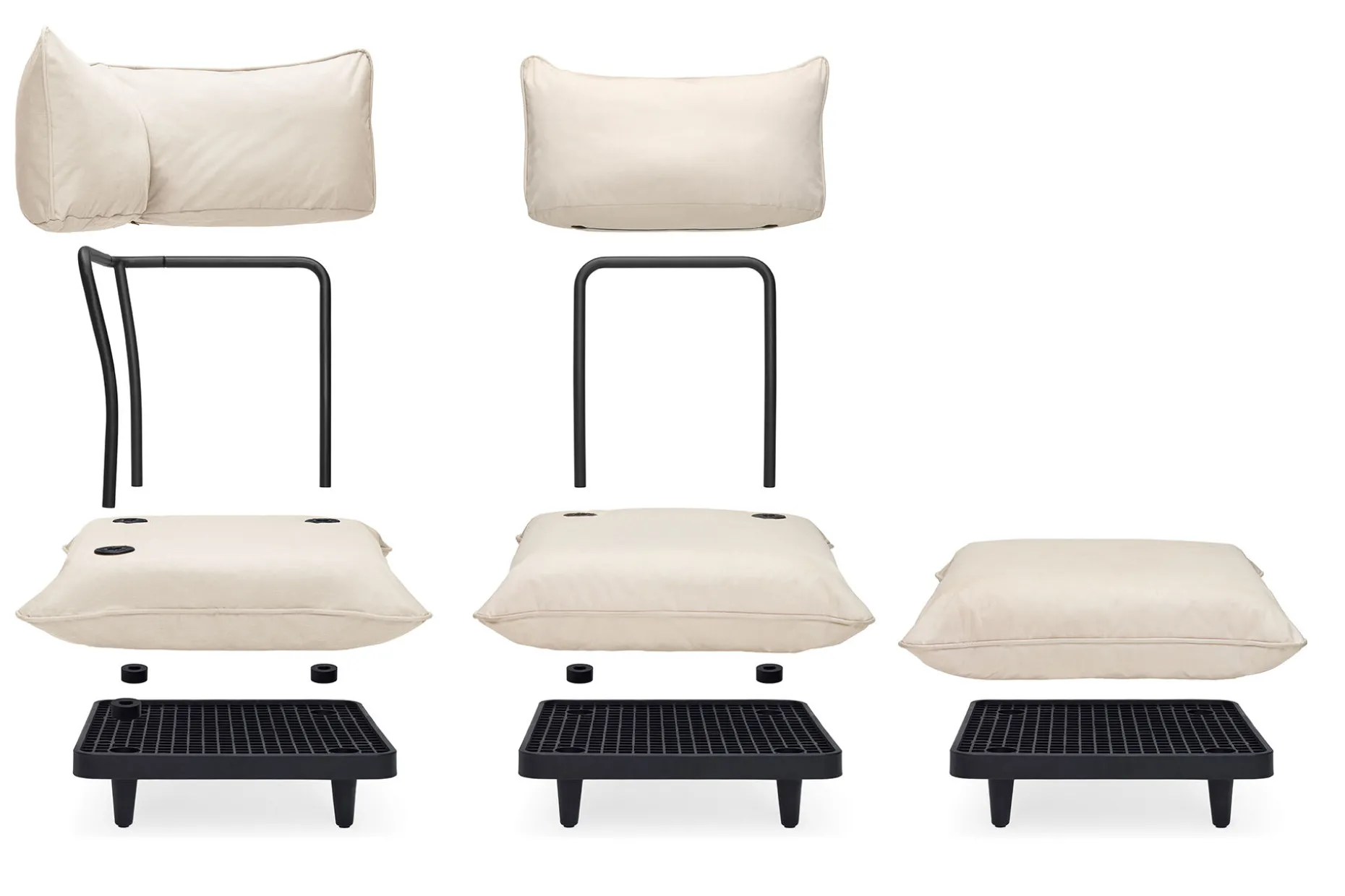 Paletti Set Medium + Table Ensemble lounge d’extérieur modulaire, 190x190x90 cm
