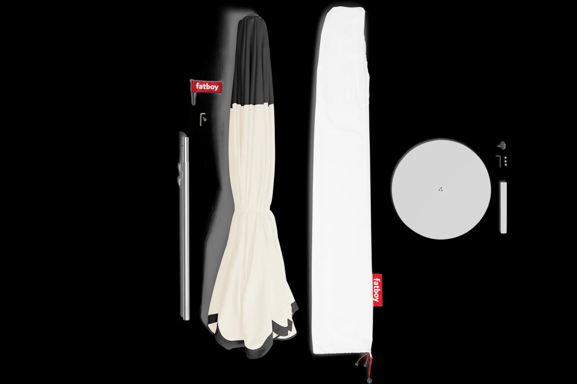 Pensol + Base Light Grey Parasol avec pied, 350x350x280 cm