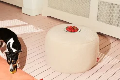 Point Large Sherpa Grand pouf d’intérieur, beige, 70x70x40 cm