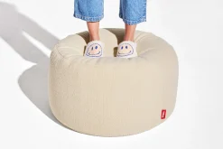 Point Large Sherpa Grand pouf d’intérieur, beige, 70x70x40 cm
