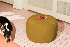 Point Large Sherpa Grand pouf d’intérieur, or, 70x70x40 cm