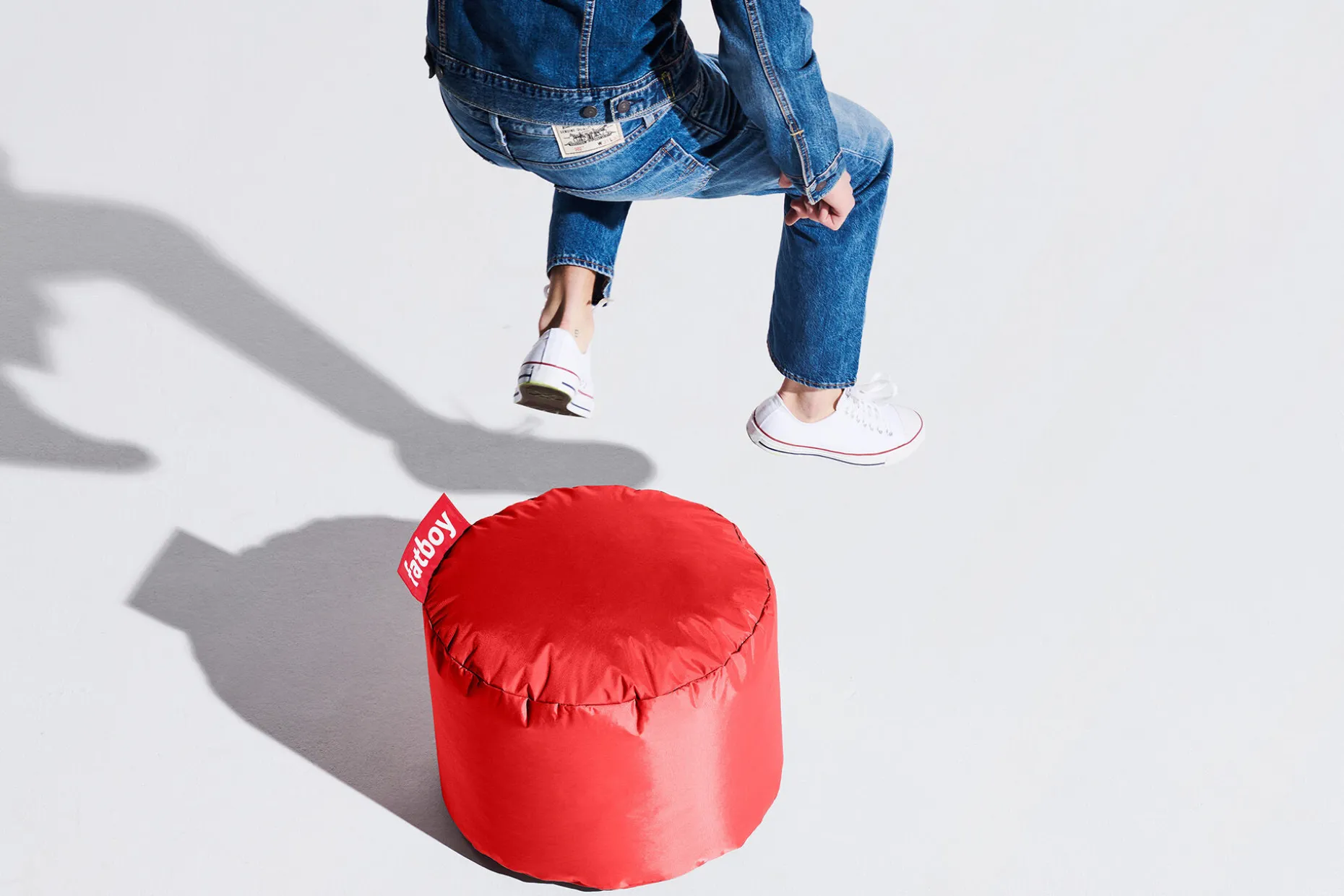 Point Original (Nylon) Pouf d’intérieur, rouge, 50x50x35 cm