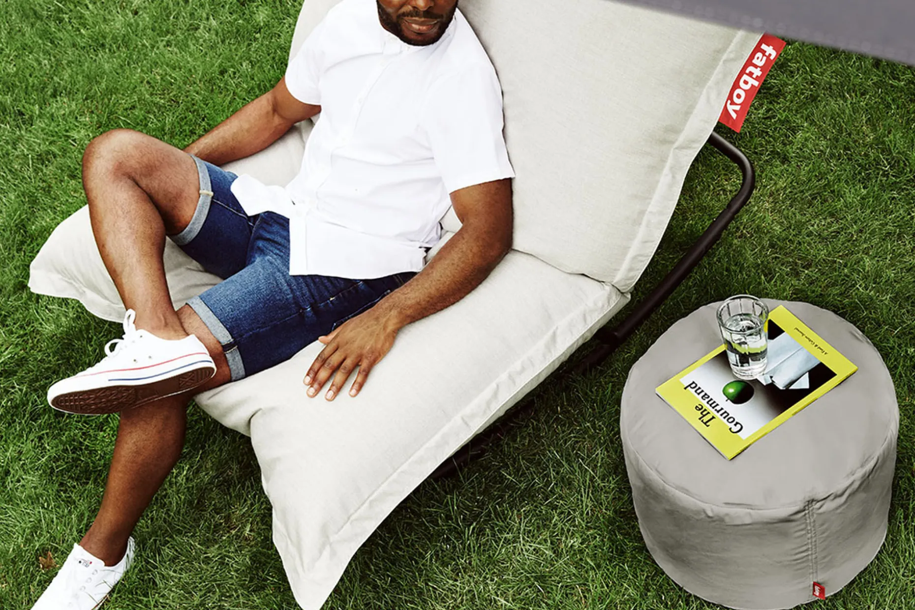Point Outdoor Pouf d’extérieur, gris, 50x50x35 cm