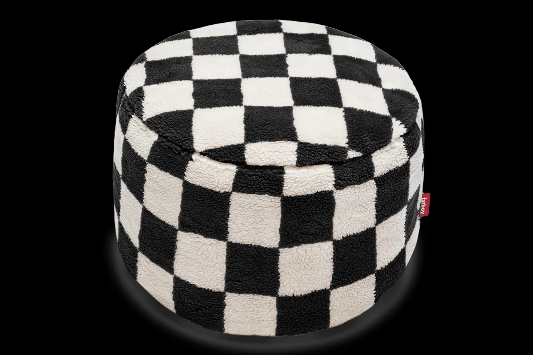 Point Teddy Chess Pouf en peluche, beige, 50x50x35 cm