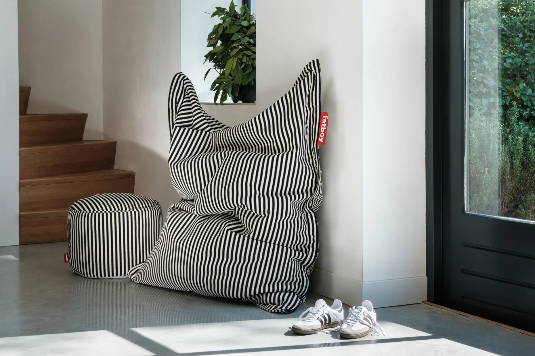 Point Terry Pouf en éponge, beige, 50x50x35 cm