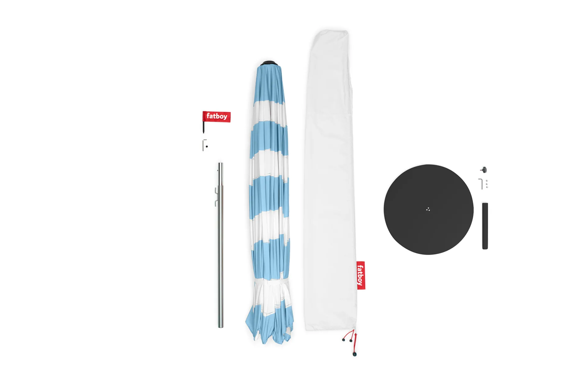 Stripesol + Base Black Parasol avec pied, 350x350x280 cm
