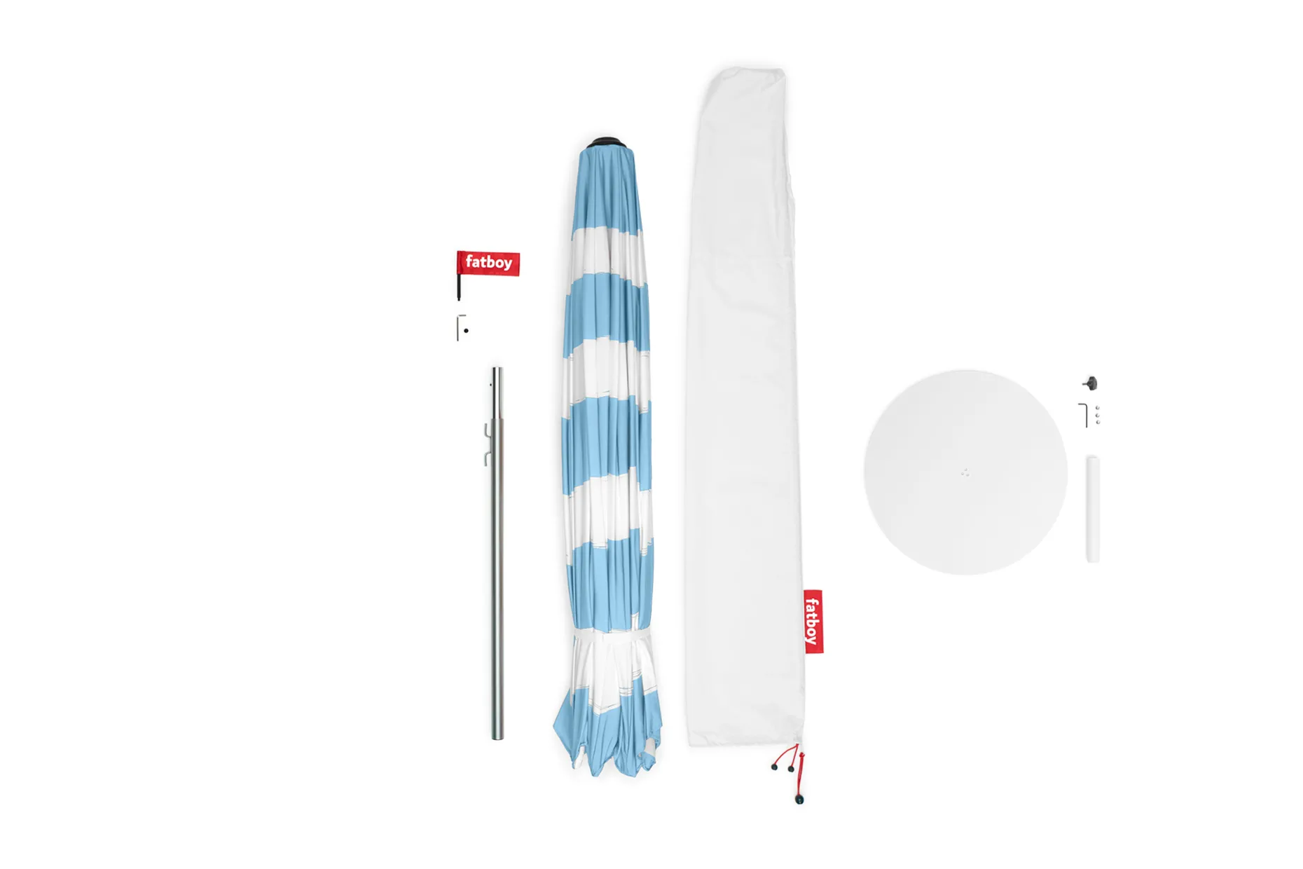 Stripesol + Base Light Grey Parasol avec pied, 350x350x280 cm