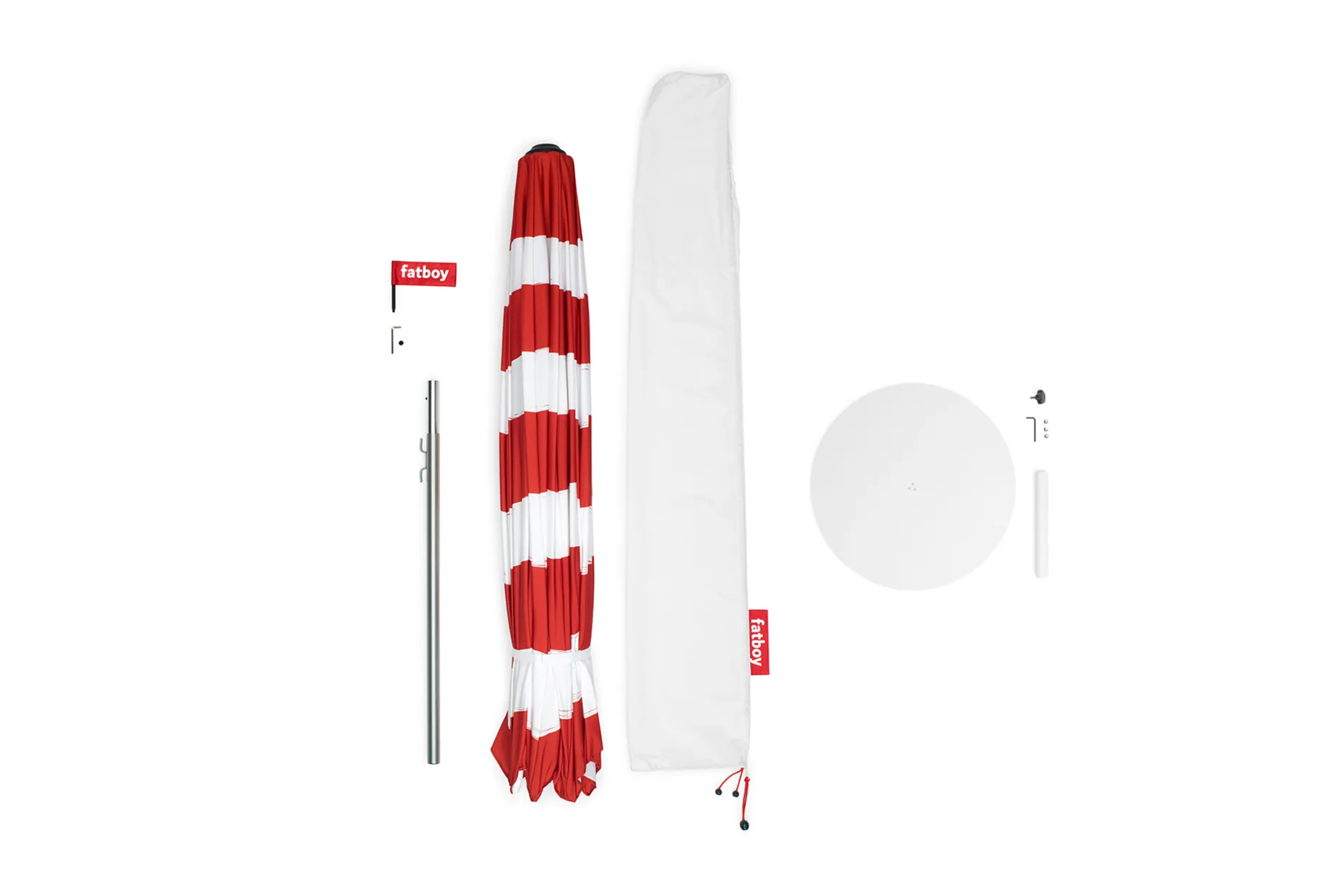 Stripesol + Base Light Grey Parasol avec pied, 350x350x280 cm