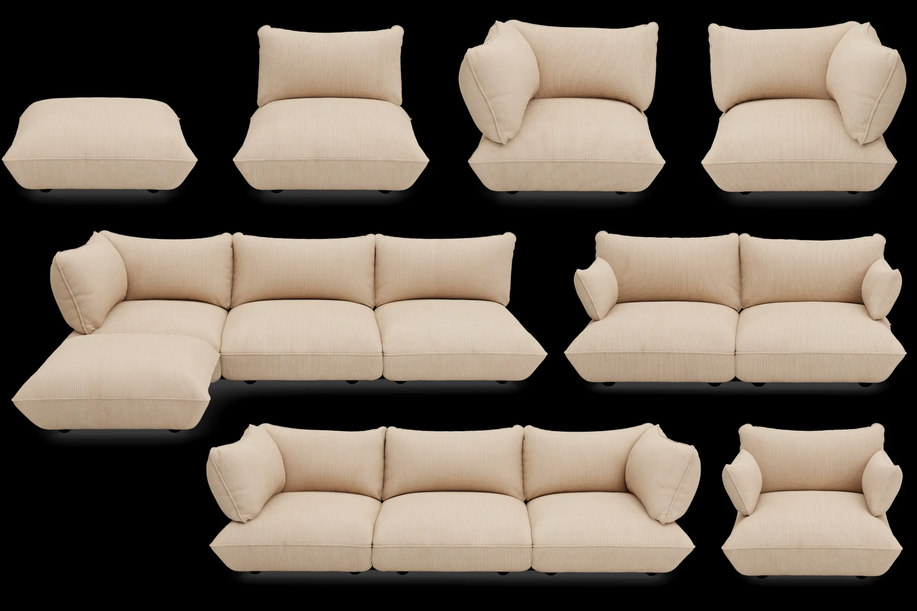 Sumo Corner Seat Left Cord Corner Seat, beige,cm