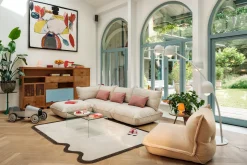 Sumo Corner Sofa Boucle Beige Canapé modulaire d’intérieur, 301x108x90 cm