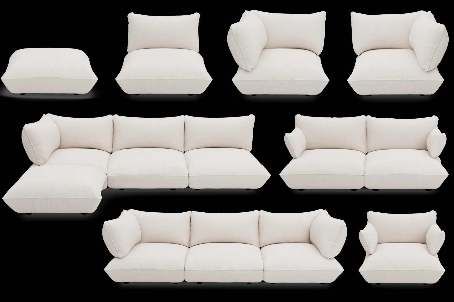Sumo Corner Sofa Boucle Creme Canapé modulaire d’intérieur, 301x108x90 cm