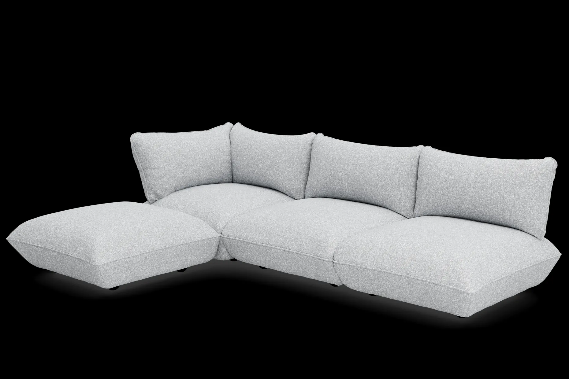 Sumo Corner Sofa Boucle Light Grey Melange Canapé modulaire d’intérieur, 301x108x90 cm