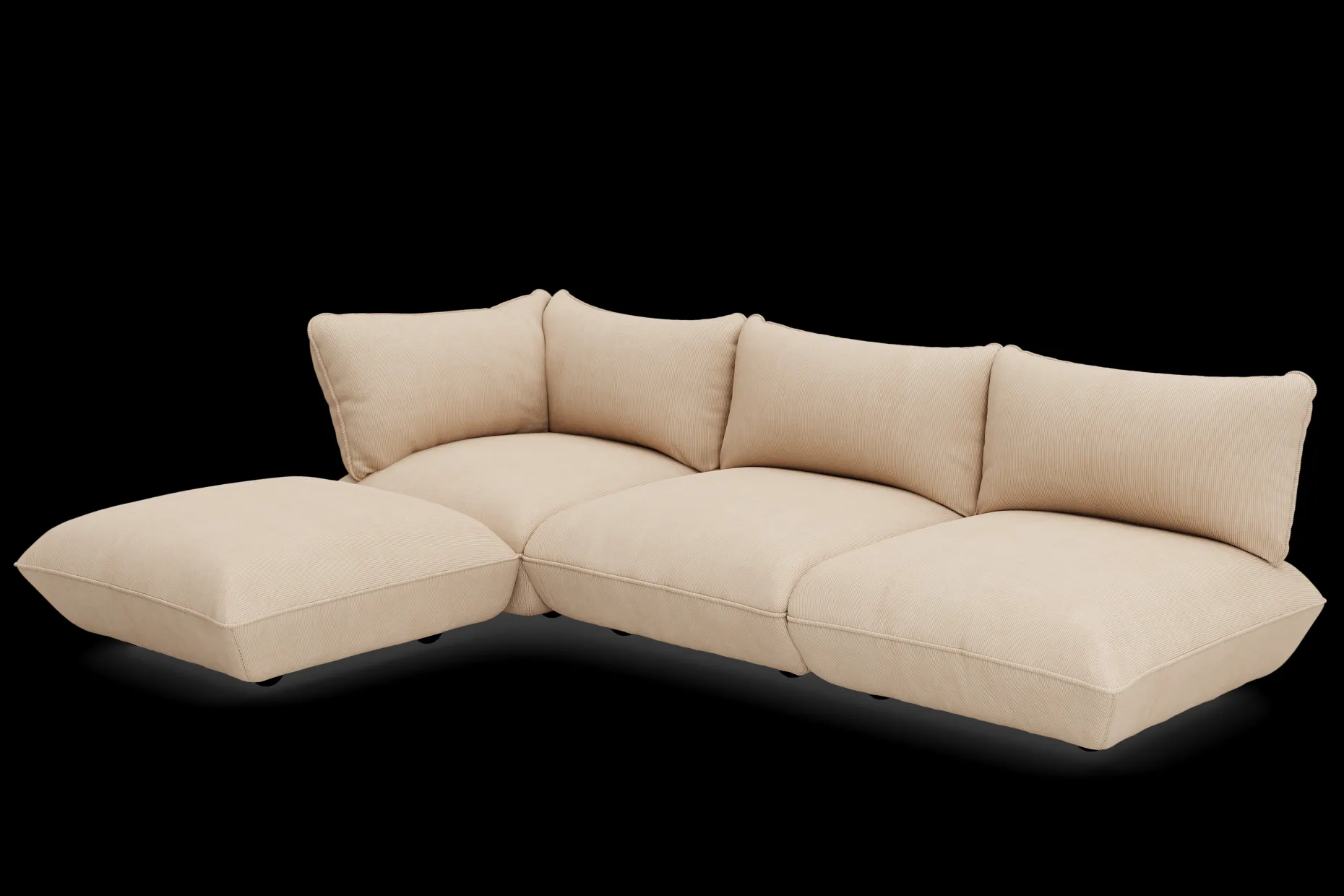 Sumo Corner Sofa Left Cord Beige Canapé modulaire d’intérieur, 301x108x90 cm
