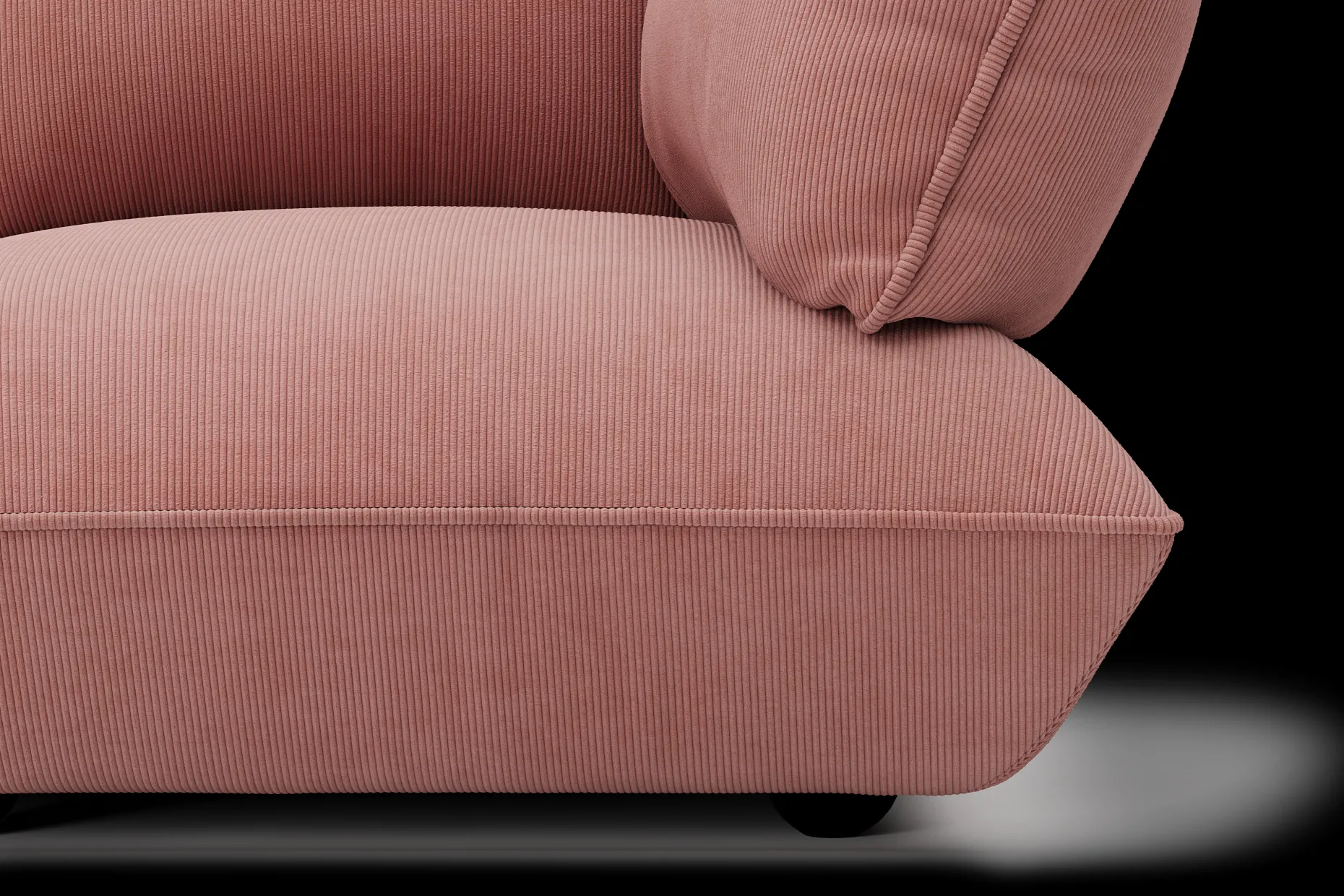 Sumo Corner Sofa Right Cord Soft Pink Canapé modulaire d’intérieur, 301x108x90 cm