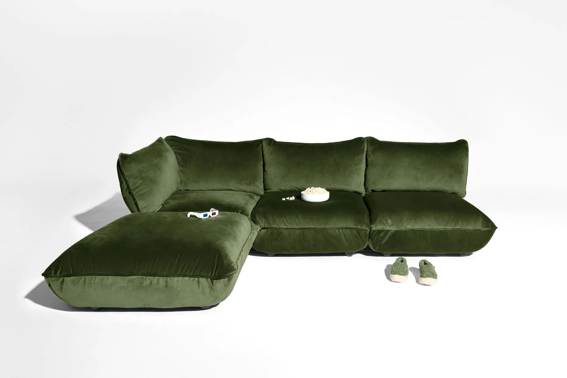 Sumo Corner Sofa Velvet Canapé modulaire d’intérieur, 301x108x90 cm
