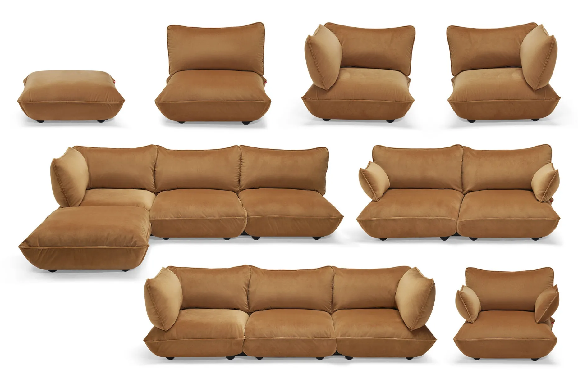 Sumo Hocker Velvet Hocker, marron, 108x108x44 cm