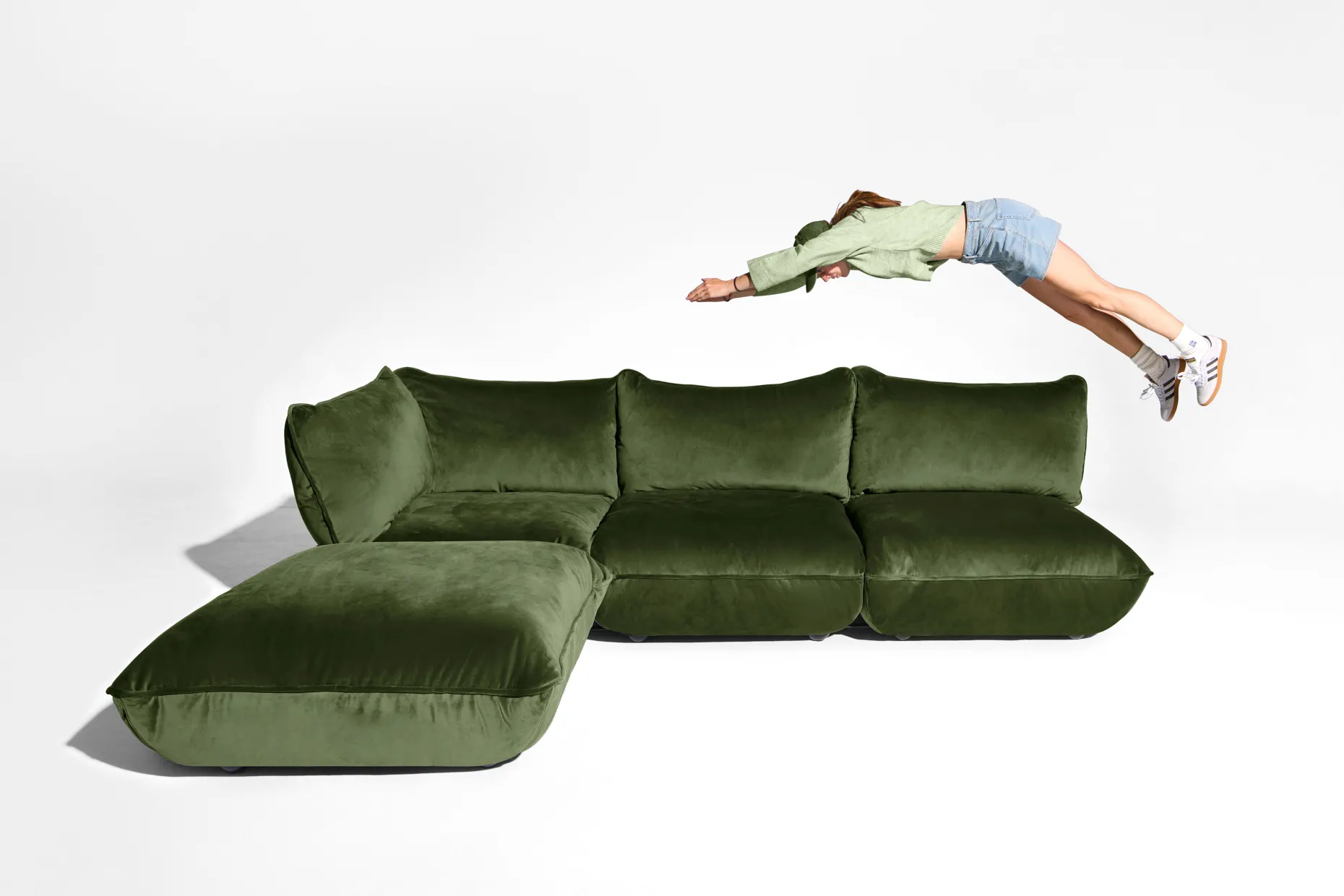 Sumo Hocker Velvet Hocker, vert, 108x108x44 cm