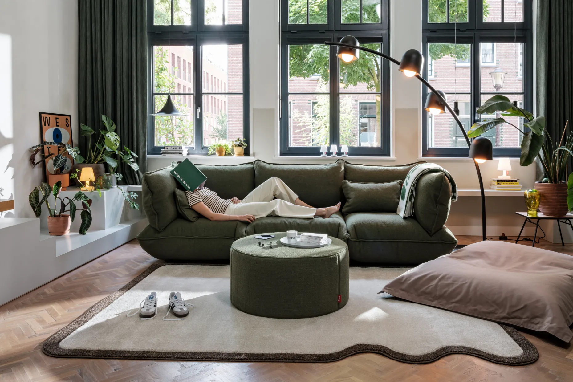 Sumo Loveseat Boucle Leaf Green Loveseat, 114x108x90 cm
