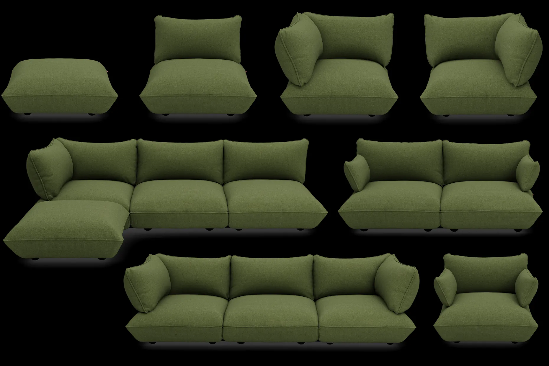 Sumo Loveseat Boucle Leaf Green Loveseat, 114x108x90 cm