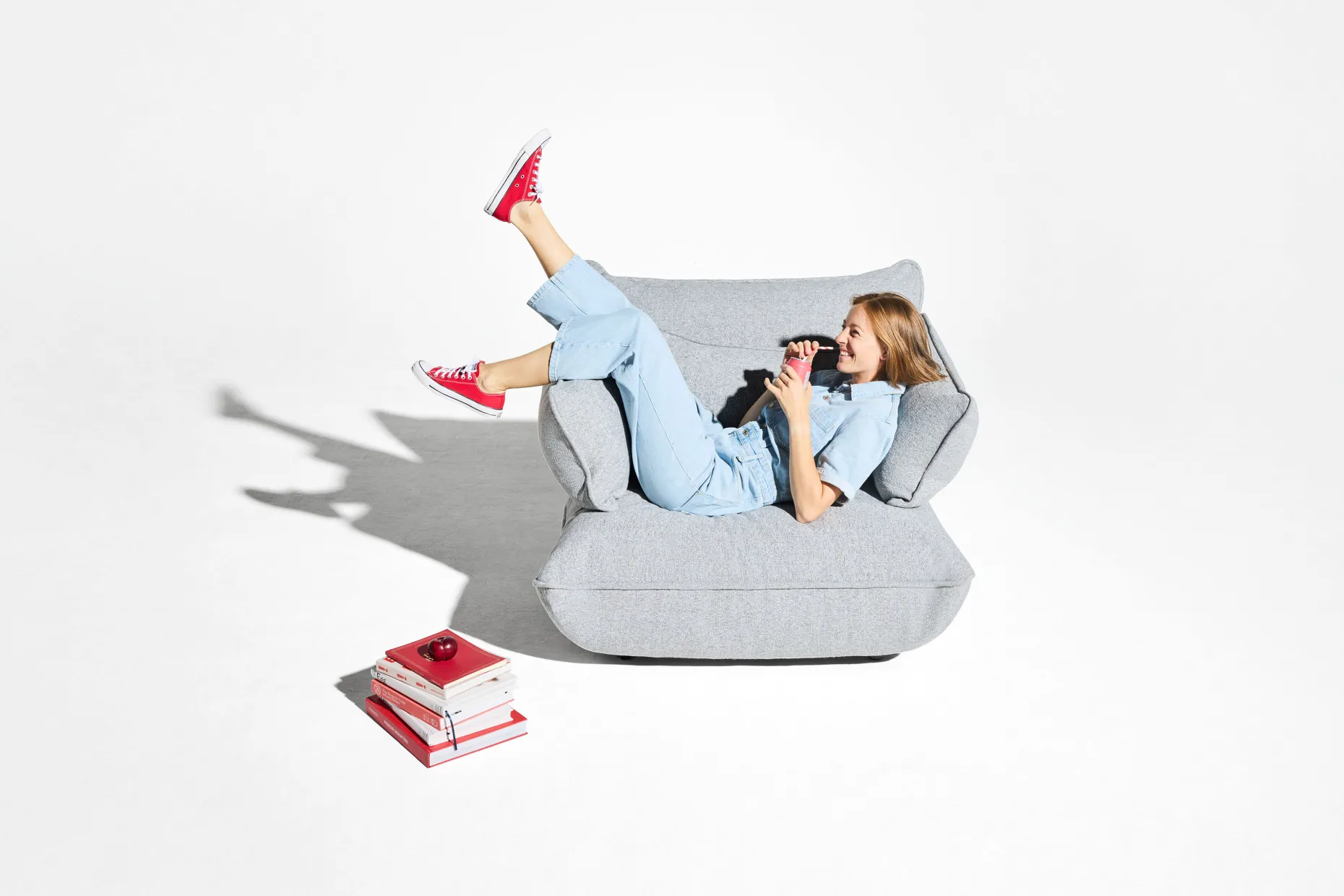 Sumo Loveseat Boucle Light Grey Melange Loveseat, 114x108x90 cm