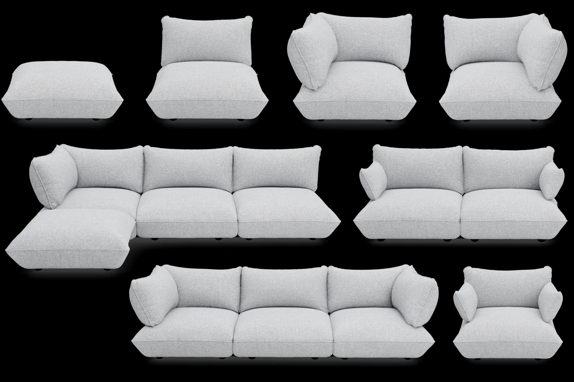 Sumo Loveseat Boucle Light Grey Melange Loveseat, 114x108x90 cm