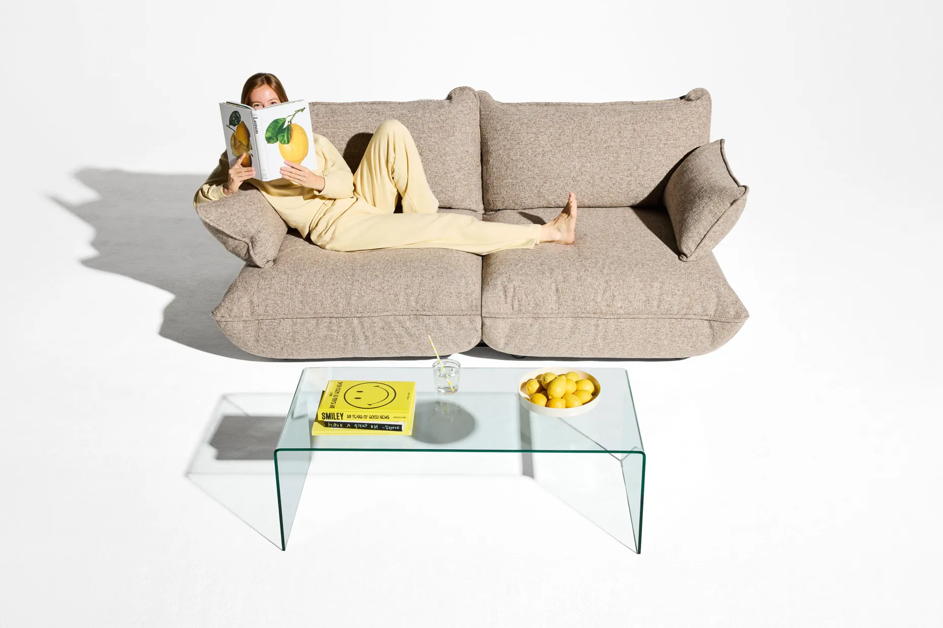 Sumo Sofa Grand Boucle Light Brown Melange Canapé modulaire d’intérieur, 301x108x90 cm