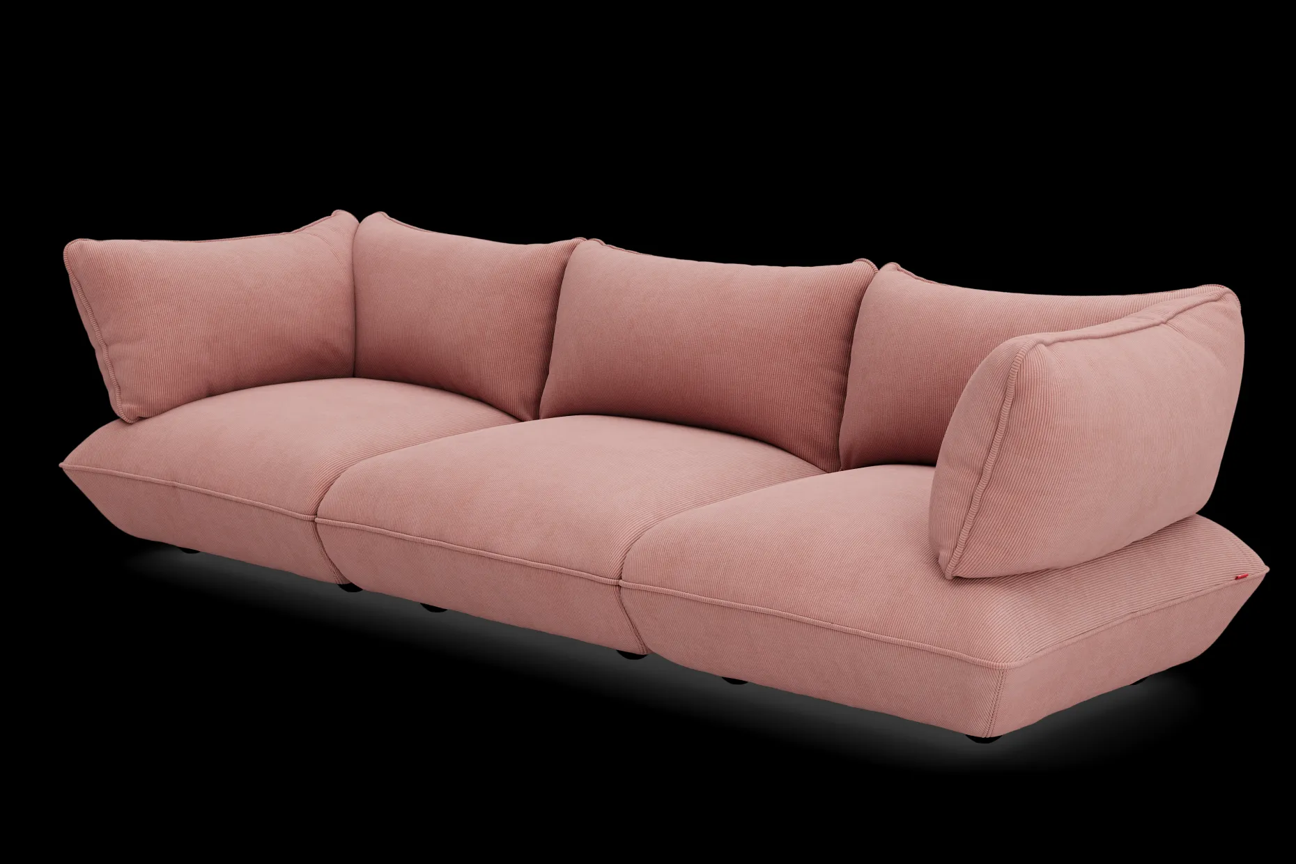 Sumo Sofa Grand Cord Soft Pink Canapé modulaire d’intérieur, 301x108x90 cm