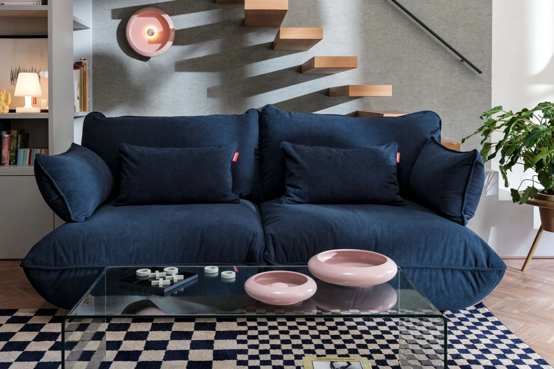 Sumo Sofa Medium Cord Deep Blue Canapé modulaire d’intérieur, 210.5x108x90 cm