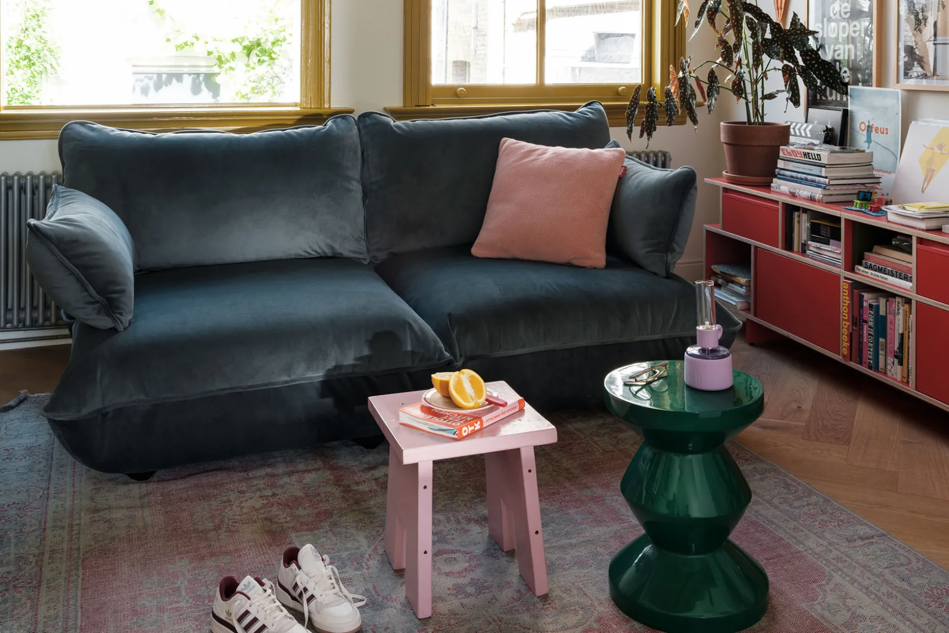 Sumo Sofa Medium Velvet Petrol Canapé modulaire d’intérieur, 210.5x108x90 cm
