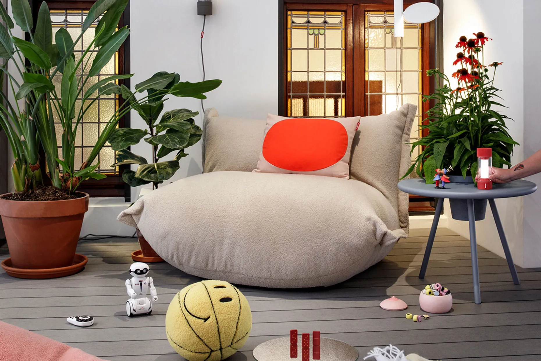 the BonBaron Sherpa Fauteuil lounge, beige, 120x120x75 cm