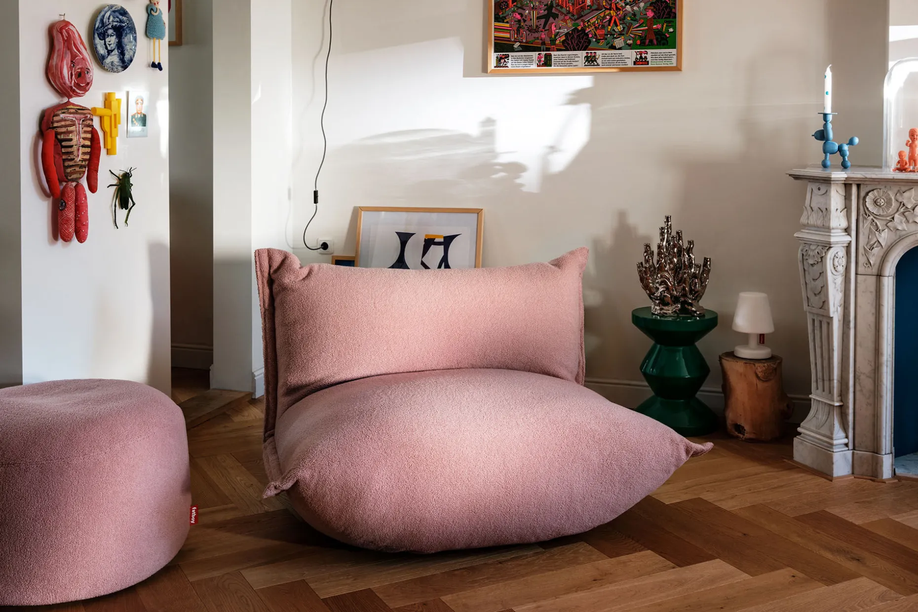 the BonBaron Sherpa Fauteuil lounge, rose, 120x120x75 cm