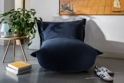 the BonBaron Slim Cord Fauteuil lounge, bleu, 102x85x75 cm